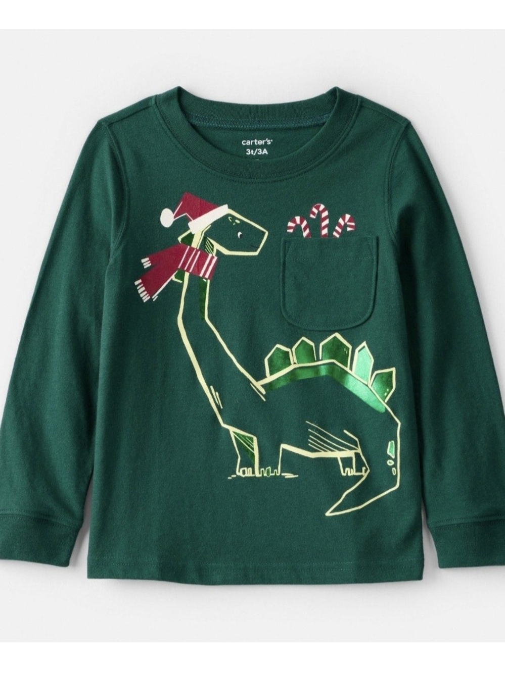 🎄 NWT Carter's Toddler Boy Christmas Dinosaur Long Sleeve Shirt Size 2T 🦖